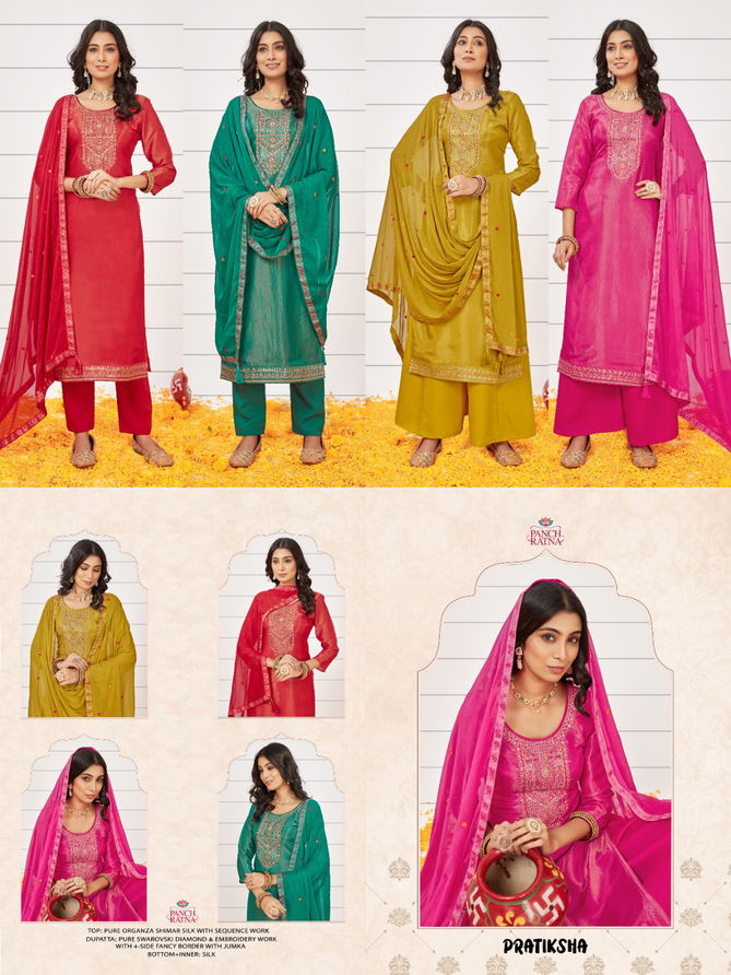 Pratiksha By Panch Ratna Sequence Organza Silk Designer Salwar Kameez Wholesale Online
